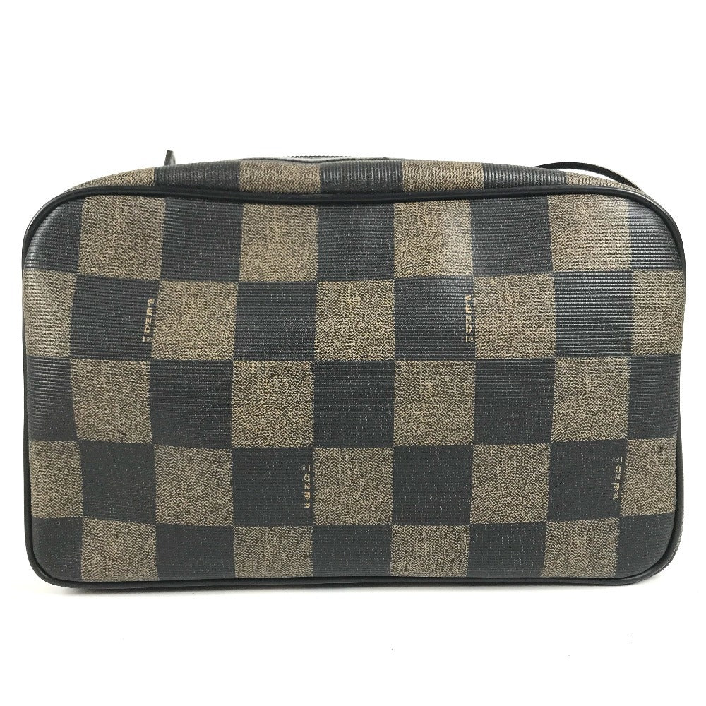 FENDI vintage Pecan logo Bag Crossbody Pochette Shoulder Bag PVC/Leather khaki/Black Used
