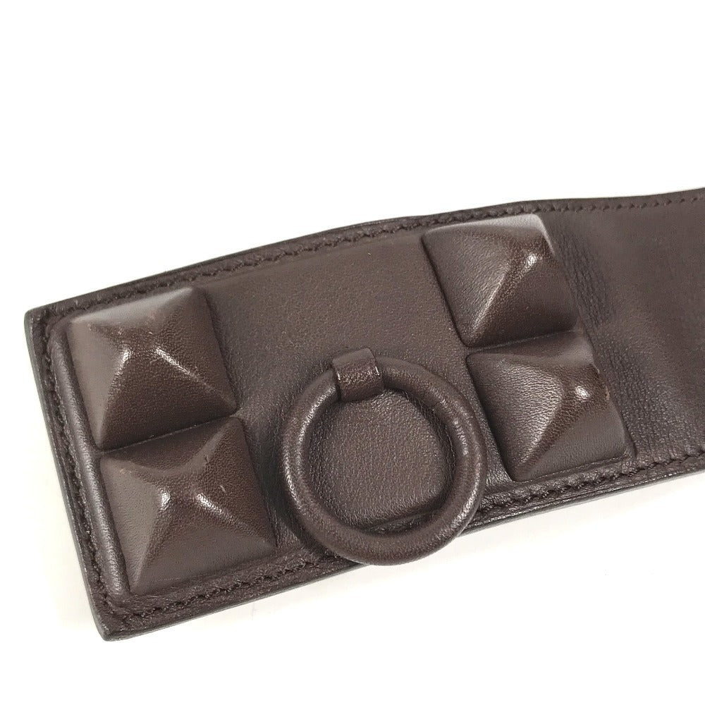 HERMES Cory Edssian Cory Edssian Wide belt for bottoms belt Leather Brown Used