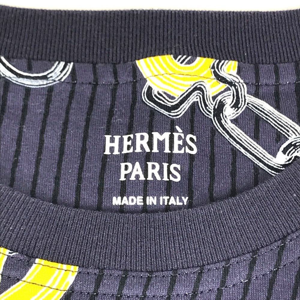 HERMES Kaleidoscope Effect Apparel short sleeve tops Short sleeve T-shirt cotton Navy/yellow Used