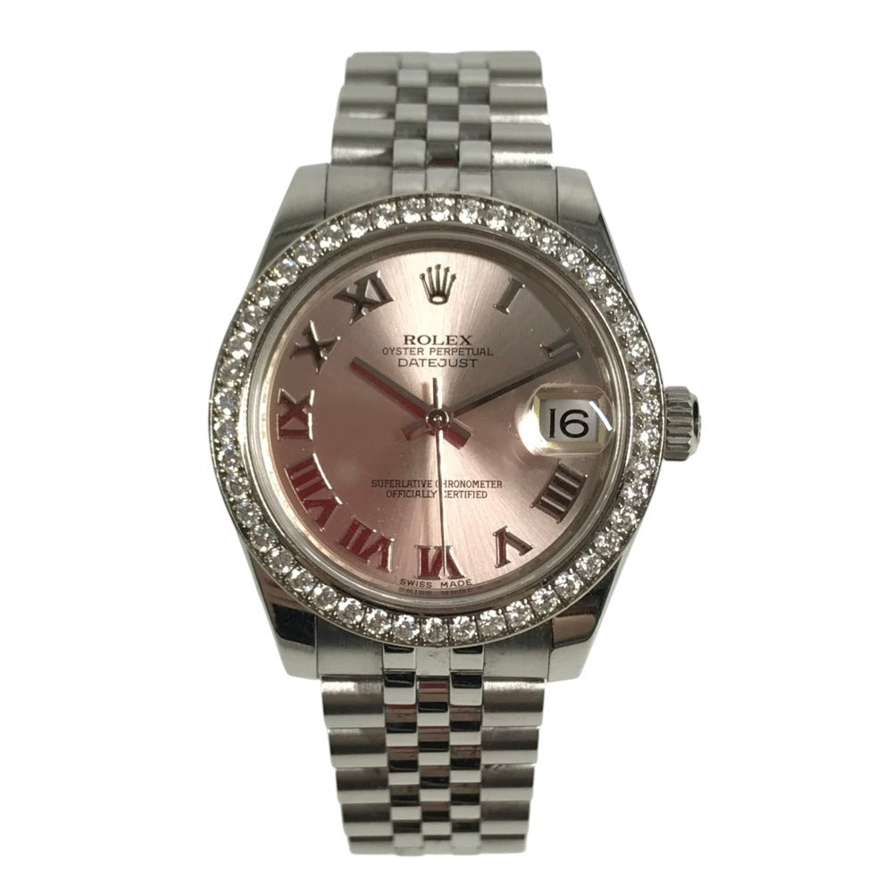 ROLEX 178384 random Datejust logo Automatic Diamond Bezel Jubilee Bracelet Wristwatch SS Silver Used