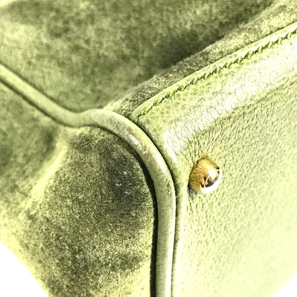 GUCCI 000 121 vintage Bamboo 2WAY bag Hand Bag Shoulder bag Tote Bag Shoulder Bag suede Green Used