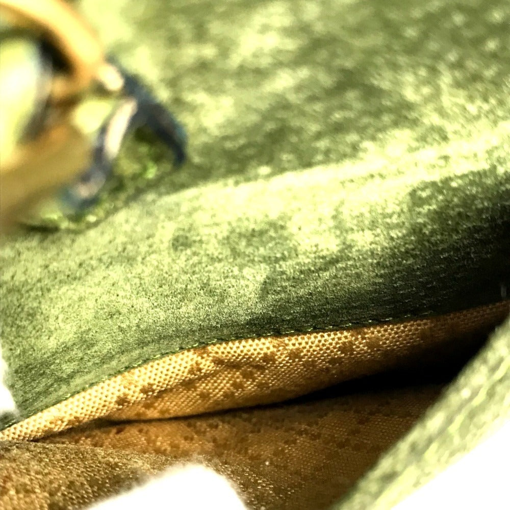 GUCCI 000 121 vintage Bamboo 2WAY bag Hand Bag Shoulder bag Tote Bag Shoulder Bag suede Green Used