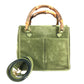 GUCCI 000 121 vintage Bamboo 2WAY bag Hand Bag Shoulder bag Tote Bag Shoulder Bag suede Green Used