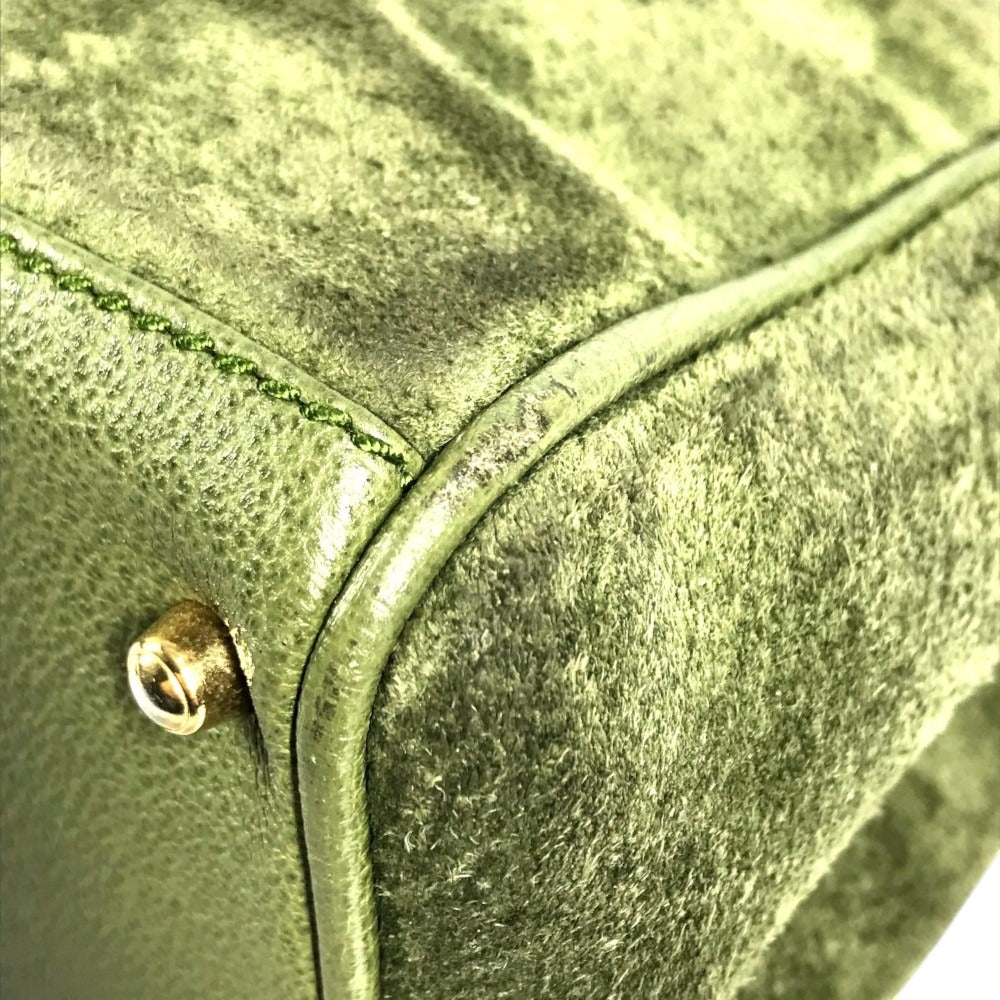 GUCCI 000 121 vintage Bamboo 2WAY bag Hand Bag Shoulder bag Tote Bag Shoulder Bag suede Green Used