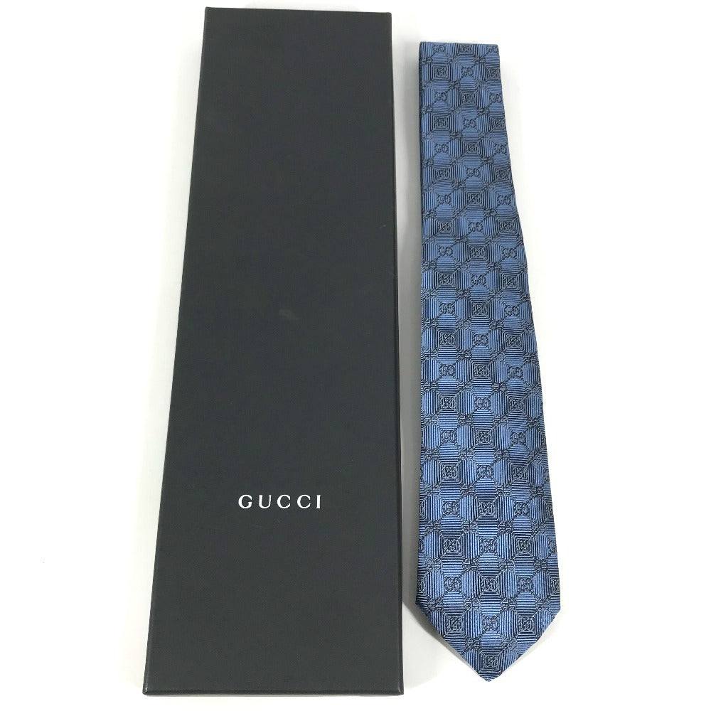 GUCCI 408869 GG logo Accessories Suit Necktie silk blue Used