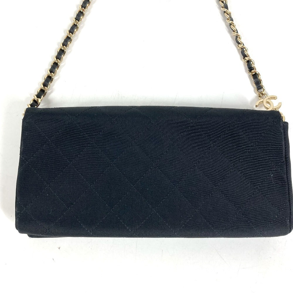 CHANEL Party bag Logo Faux Pearl Rhinestone Bijoux Flap Chain Bag Handbag Shoulder Bag Shoulder Bag Satin Black Used