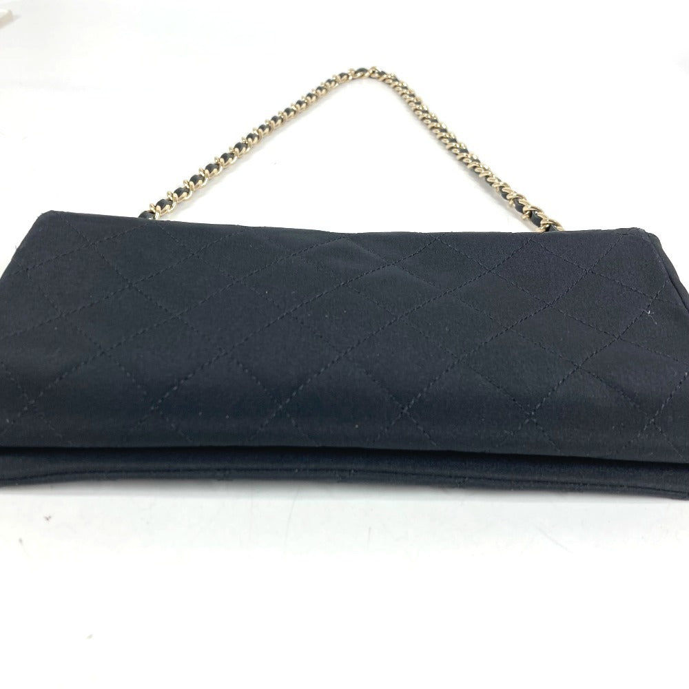 CHANEL Party bag Logo Faux Pearl Rhinestone Bijoux Flap Chain Bag Handbag Shoulder Bag Shoulder Bag Satin Black Used