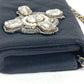CHANEL Party bag Logo Faux Pearl Rhinestone Bijoux Flap Chain Bag Handbag Shoulder Bag Shoulder Bag Satin Black Used