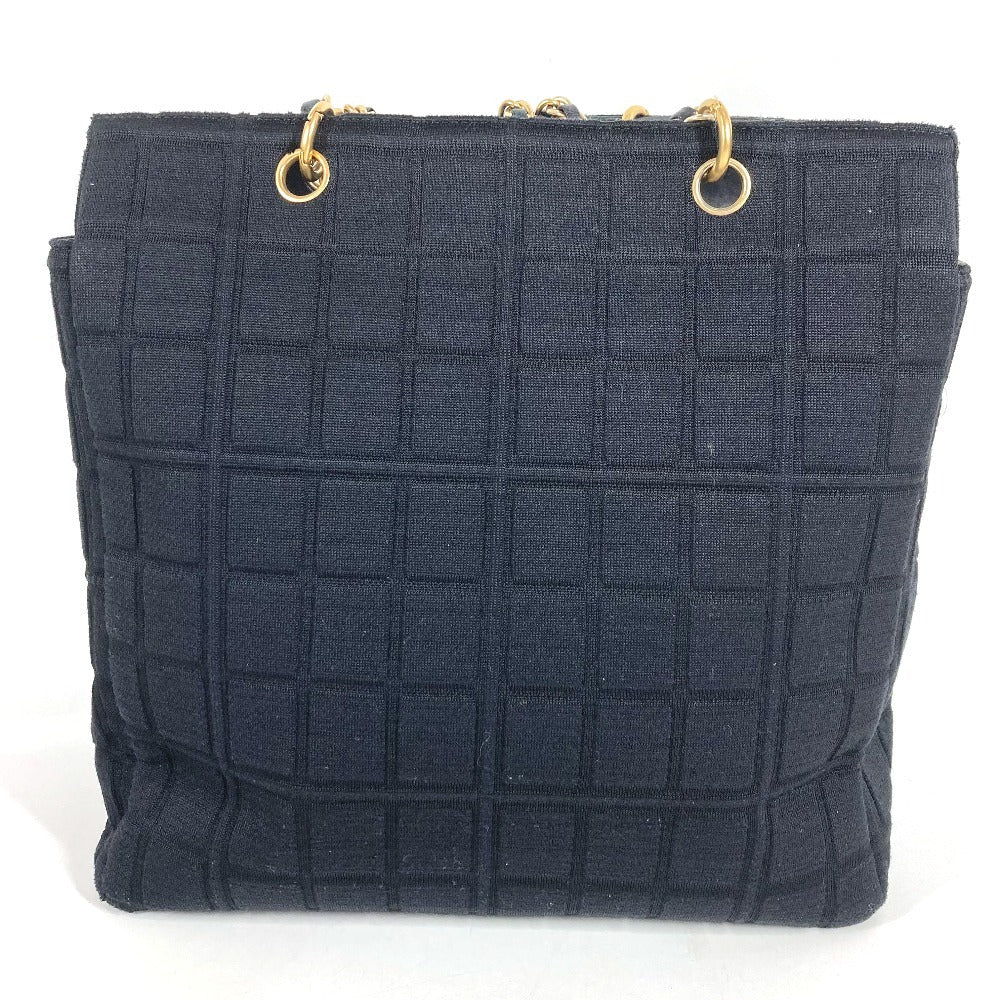 CHANEL CC CC Mark logo chocolate bar Bag Tote Bag Shoulder Bag Double Chain Chain Bag Shoulder Bag cotton Black Used