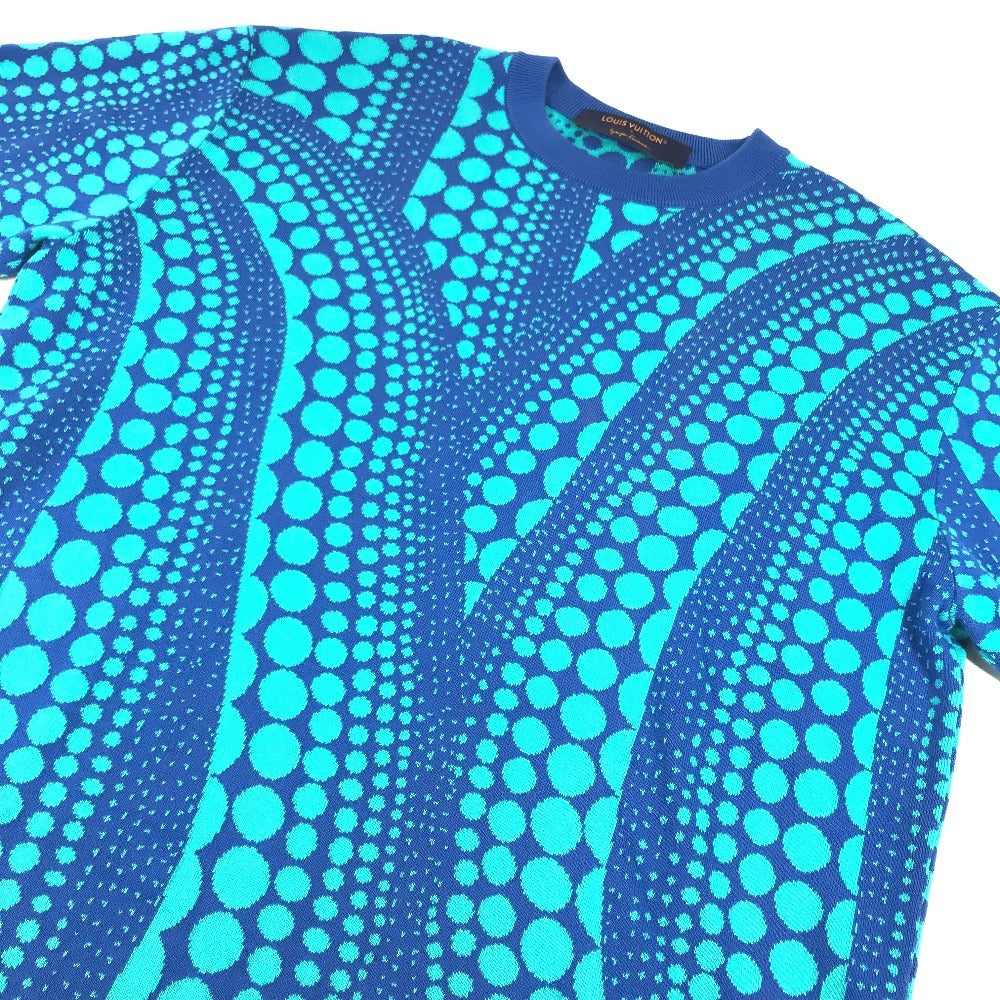 LOUIS VUITTON 不明 Kusama Yayoi Collaboration LV x YK All Over Pumpkin Crew Neck Short-sleeved apparel top, polka dot shirt, T-shirt RW232H knit cotton blue/Green Used
