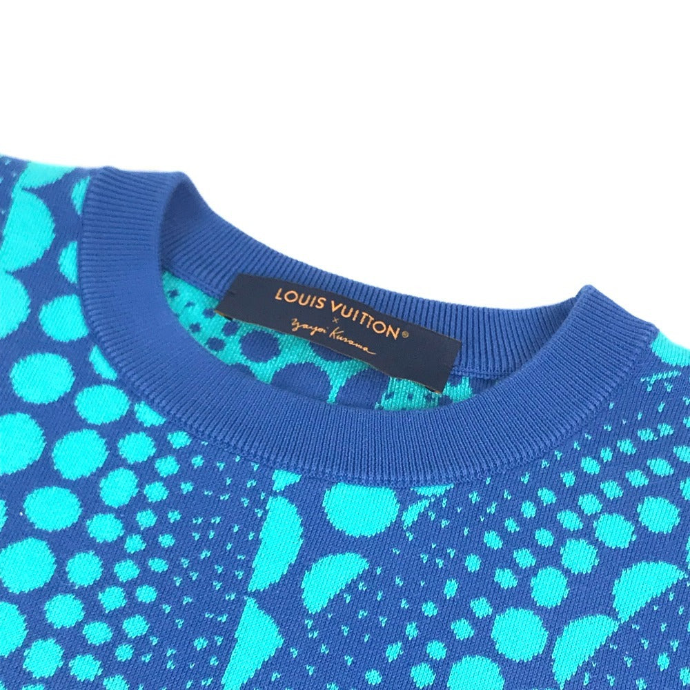 LOUIS VUITTON 不明 Kusama Yayoi Collaboration LV x YK All Over Pumpkin Crew Neck Short-sleeved apparel top, polka dot shirt, T-shirt RW232H knit cotton blue/Green Used