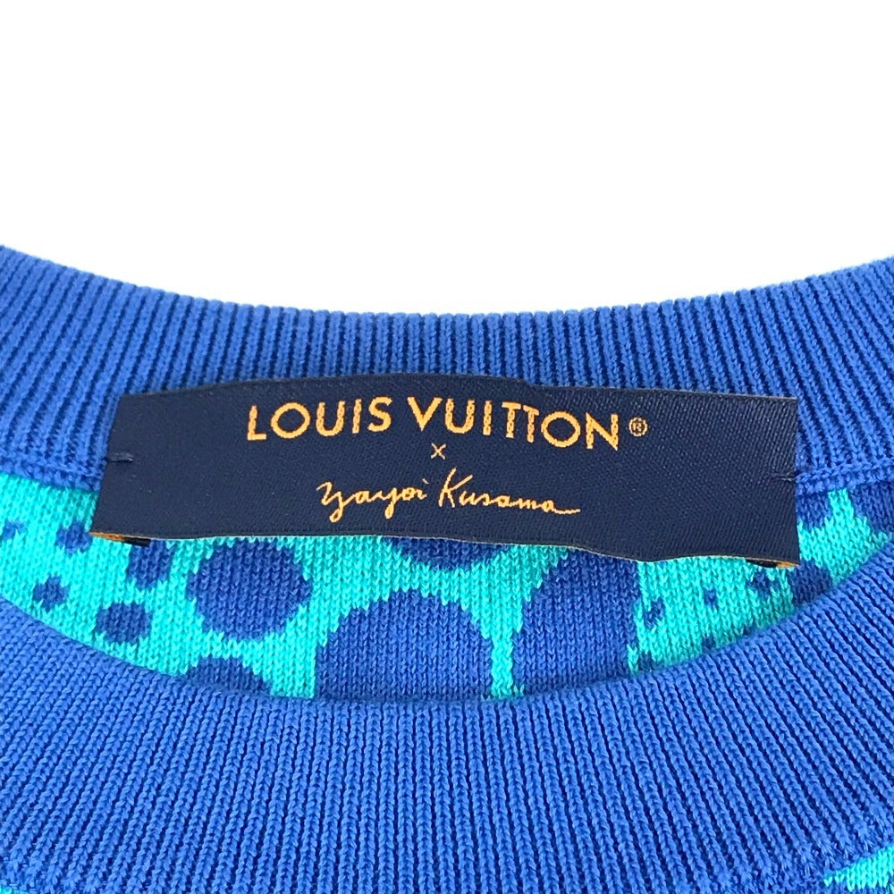 LOUIS VUITTON 不明 Kusama Yayoi Collaboration LV x YK All Over Pumpkin Crew Neck Short-sleeved apparel top, polka dot shirt, T-shirt RW232H knit cotton blue/Green Used