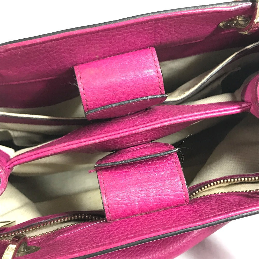 GUCCI 336032 Logo Bamboo 2-Way Bag Bag, Shoulder Bag, Crossbody Bag Hand Bag Leather Purple pink Based Used