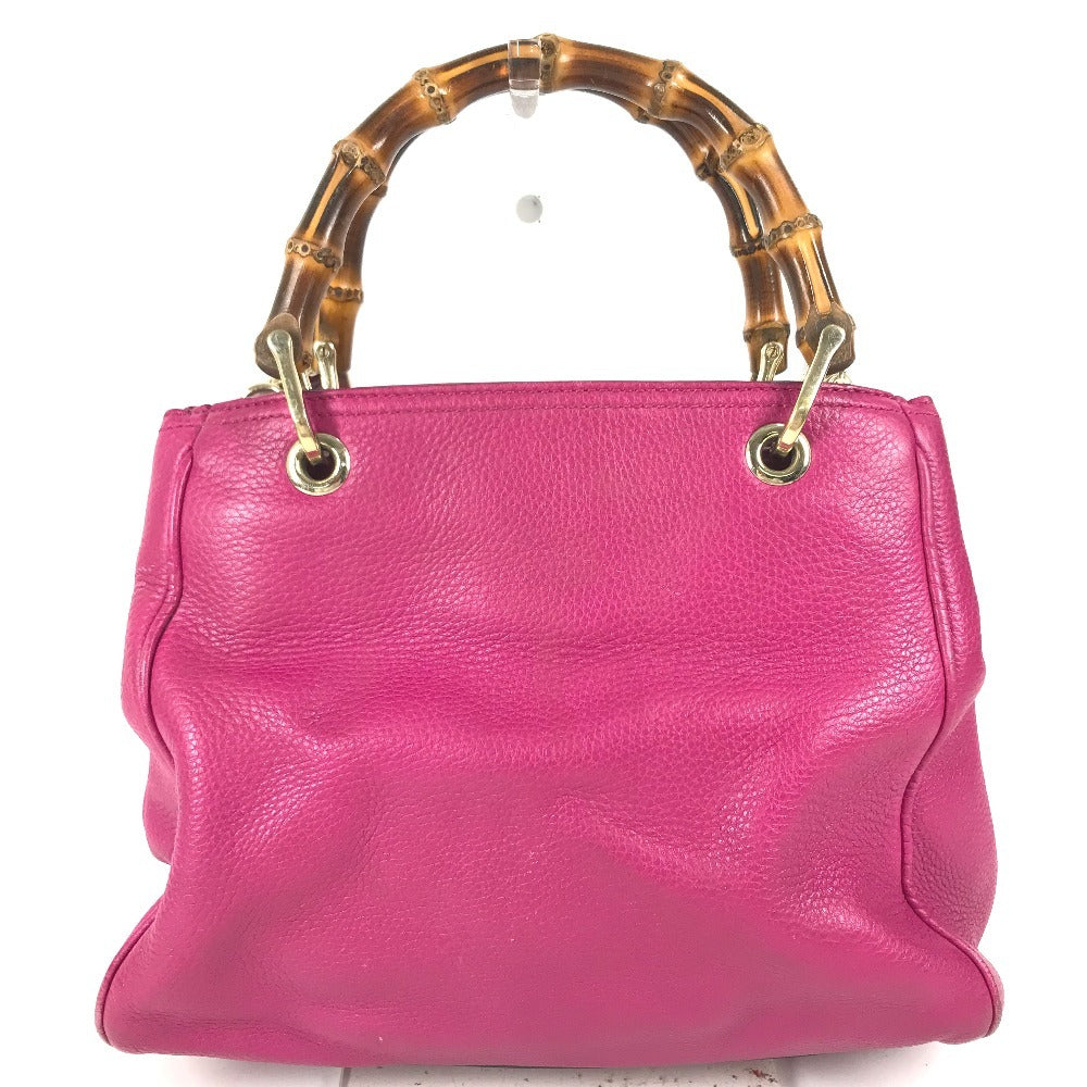 GUCCI 336032 Logo Bamboo 2-Way Bag Bag, Shoulder Bag, Crossbody Bag Hand Bag Leather Purple pink Based Used