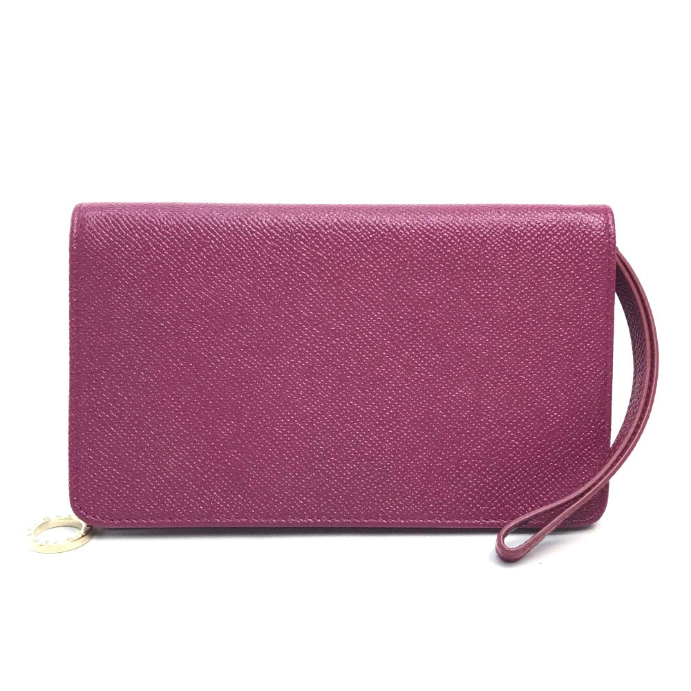BVLGARI BVLGARI Pass Case Bifold Wallet Calf Leather Women's Fuchsia Pink x Red