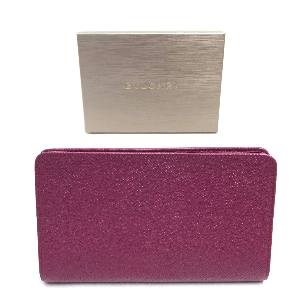 BVLGARI BVLGARI Pass Case Bifold Wallet Calf Leather Women's Fuchsia Pink x Red