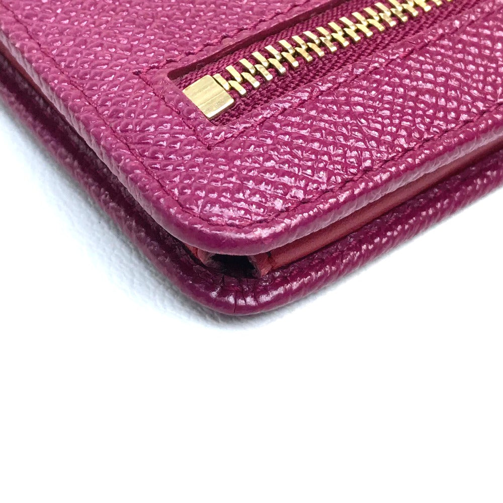 BVLGARI BVLGARI Pass Case Bifold Wallet Calf Leather Women's Fuchsia Pink x Red