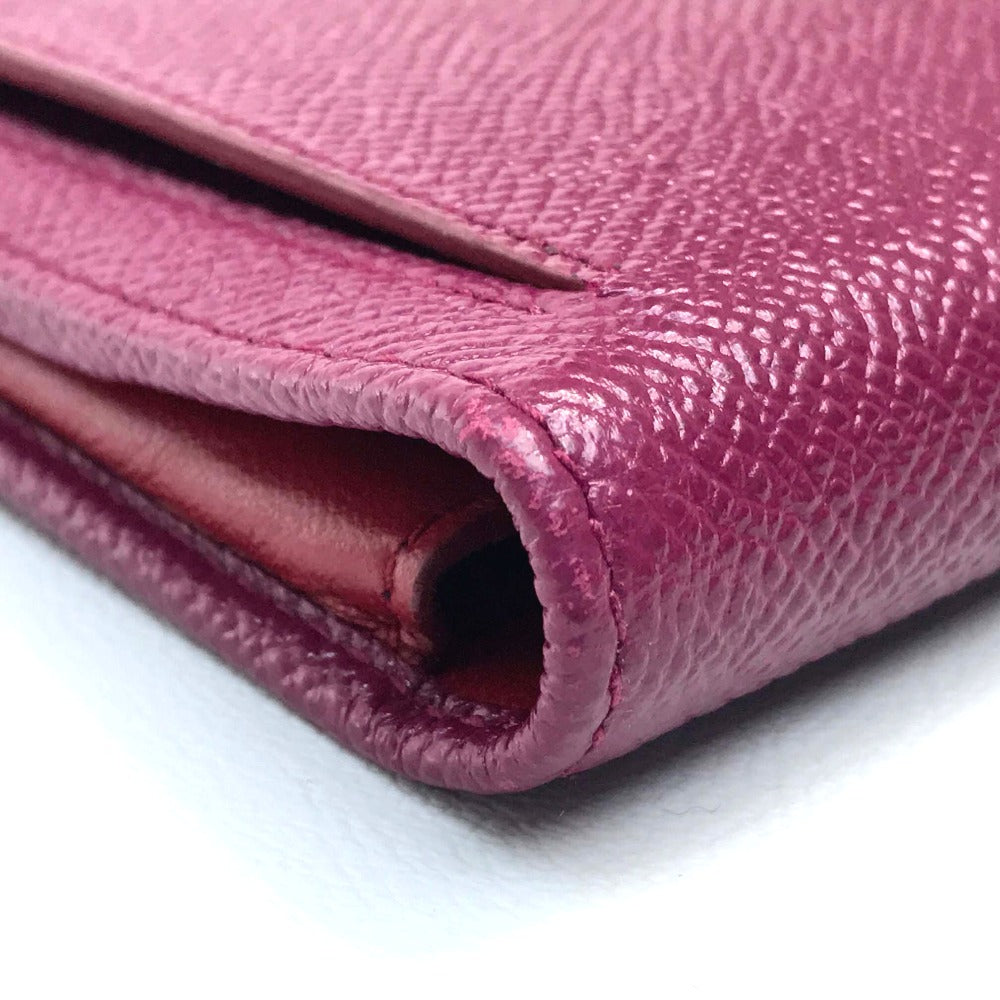 BVLGARI BVLGARI Pass Case Bifold Wallet Calf Leather Women's Fuchsia Pink x Red