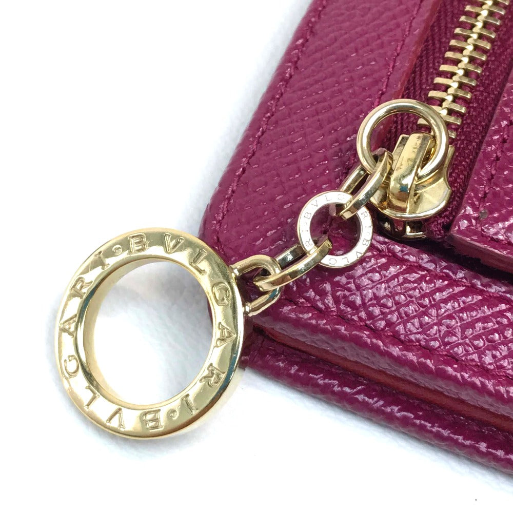 BVLGARI BVLGARI Pass Case Bifold Wallet Calf Leather Women's Fuchsia Pink x Red