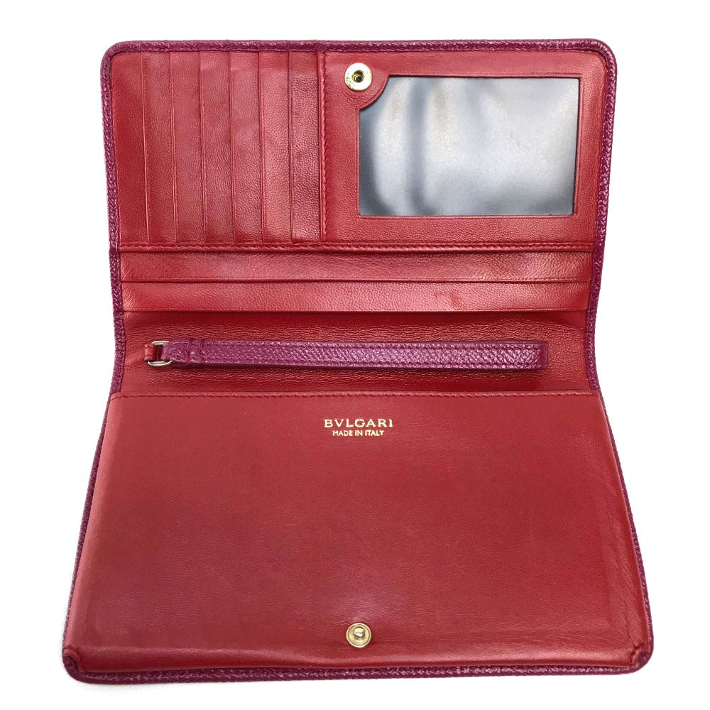 BVLGARI BVLGARI Pass Case Bifold Wallet Calf Leather Women's Fuchsia Pink x Red