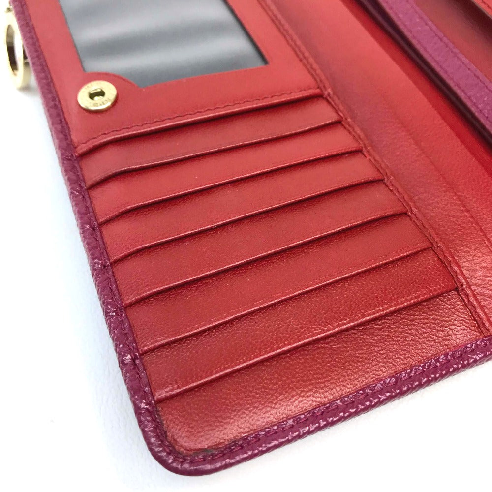 BVLGARI BVLGARI Pass Case Bifold Wallet Calf Leather Women's Fuchsia Pink x Red