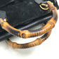 GUCCI Bamboo Pochette Bag, 2-Way Handbag/Shoulder Bag, Suede/Leather, Women's, Black/Brown