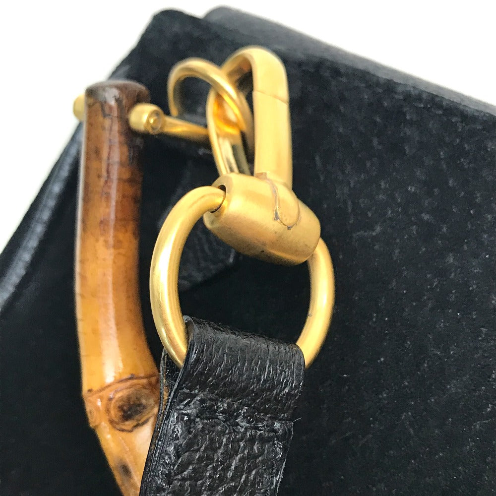 GUCCI Bamboo Pochette Bag, 2-Way Handbag/Shoulder Bag, Suede/Leather, Women's, Black/Brown