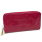 LOUIS VUITTON M91597 Monogram Vernis Zippy Wallet, Patent Leather, Women's, Rose Andiane, Dark Pink