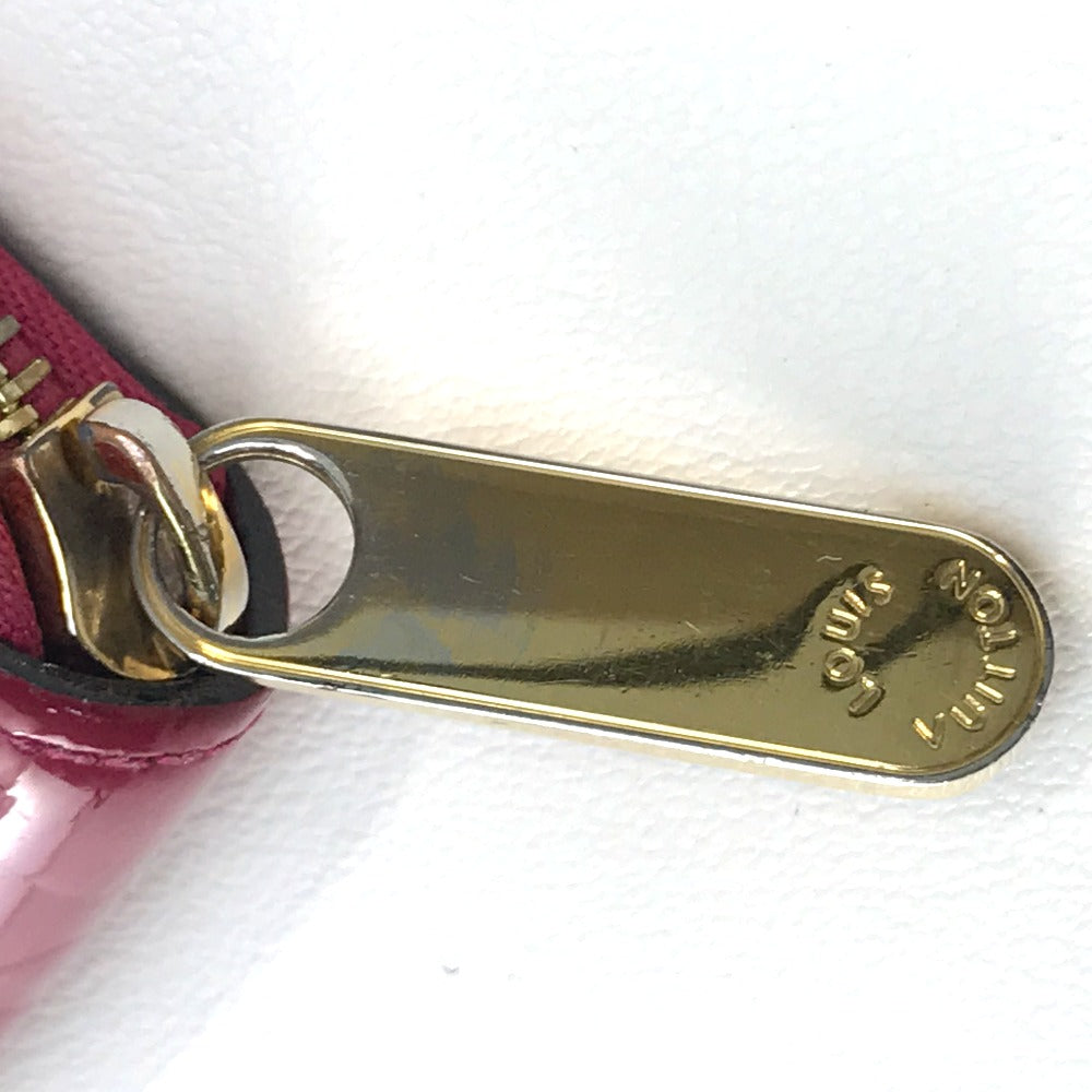 LOUIS VUITTON M91597 Monogram Vernis Zippy Wallet, Patent Leather, Women's, Rose Andiane, Dark Pink