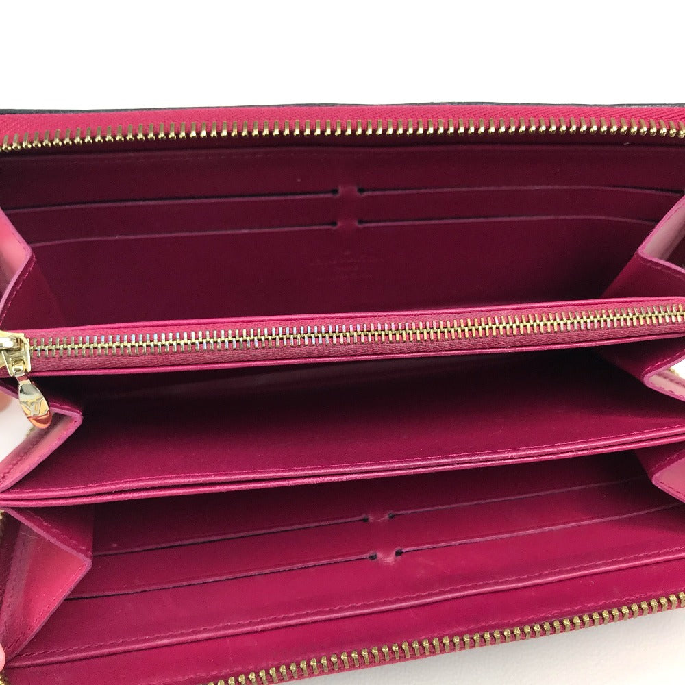 LOUIS VUITTON M91597 Monogram Vernis Zippy Wallet, Patent Leather, Women's, Rose Andiane, Dark Pink