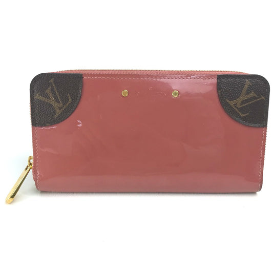 LOUIS VUITTON Ｍ62318 モノグラム ジッピーヴェニス 長財布 パテントレザー レディース ヴィユーローズ ピンクベージュ系