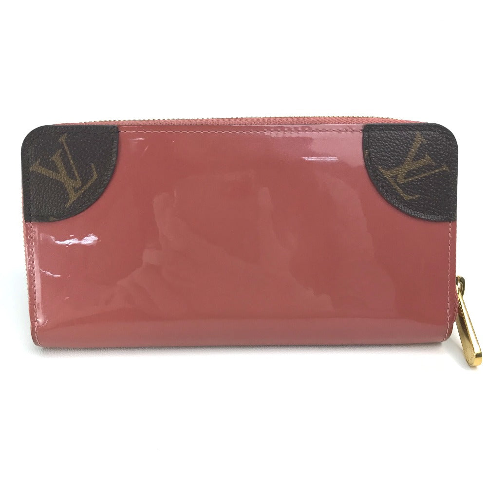 LOUIS VUITTON M62318 Monogram Zippy Venice Long Wallet in Patent Leather, Women's, Vieux Rose, Pink Beige
