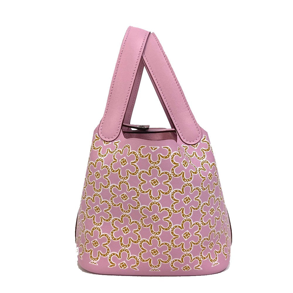 HERMES Picotin Lock Micro 14 Lucky Daisy Handbag in Swift, Women's, Mauve Sylvestre Pink