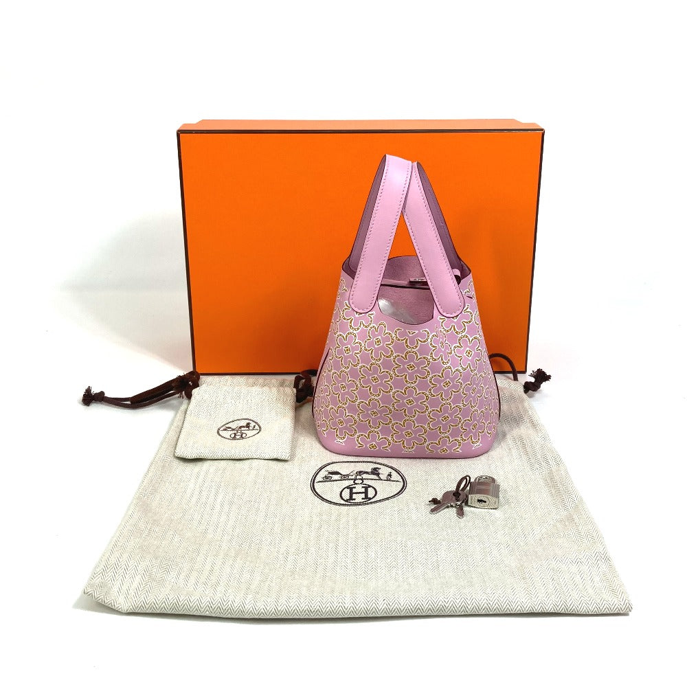 HERMES Picotin Lock Micro 14 Lucky Daisy Handbag in Swift, Women's, Mauve Sylvestre Pink