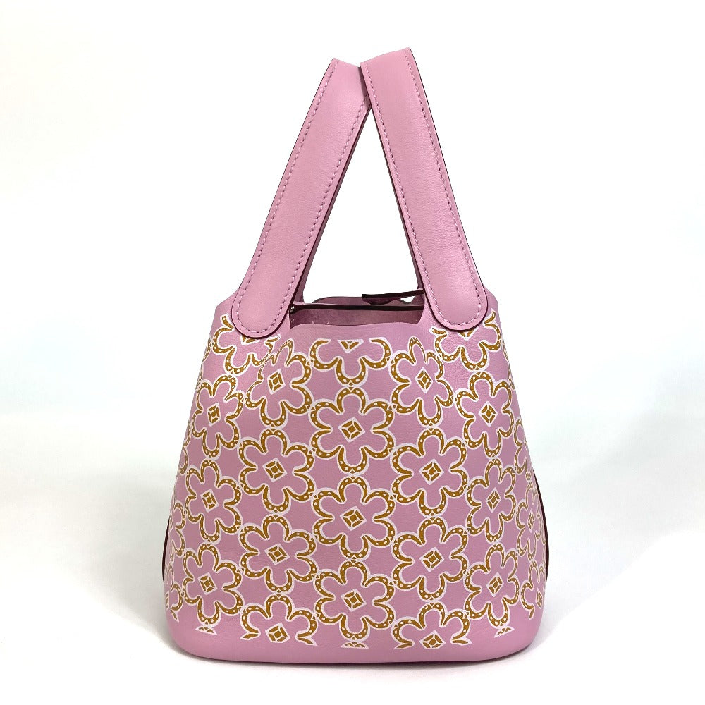 HERMES Picotin Lock Micro 14 Lucky Daisy Handbag in Swift, Women's, Mauve Sylvestre Pink