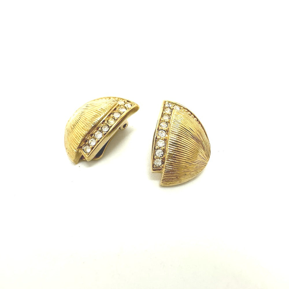 Dior Rhinestone Earrings GP Women's Gold
