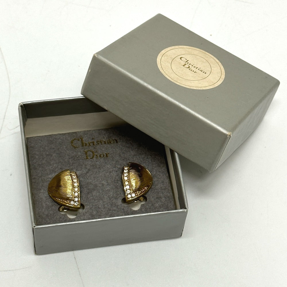 Dior Rhinestone Earrings GP Women's Gold