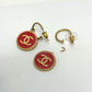 CHANEL Coco Mark CC 01P Earrings GP Women's Red