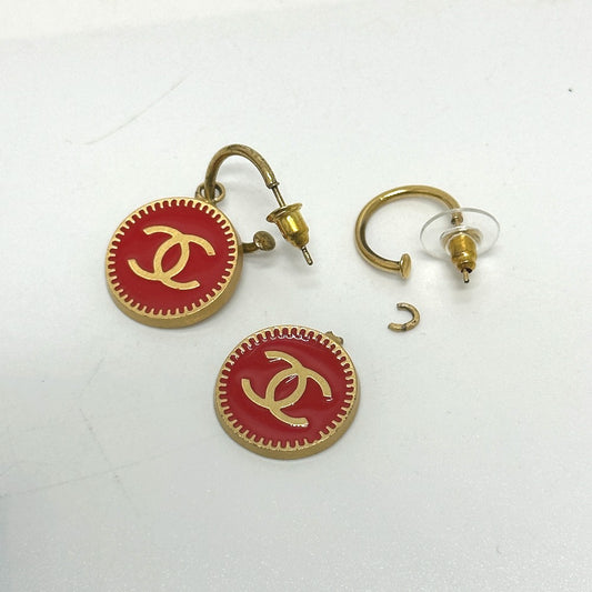 CHANEL ココマーク CC 01P ピアス GP レディース レッド