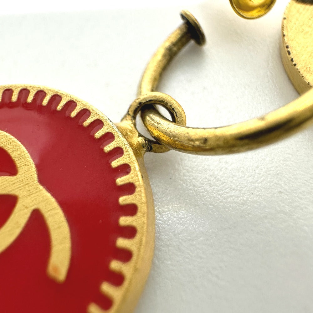 CHANEL Coco Mark CC 01P Earrings GP Women's Red