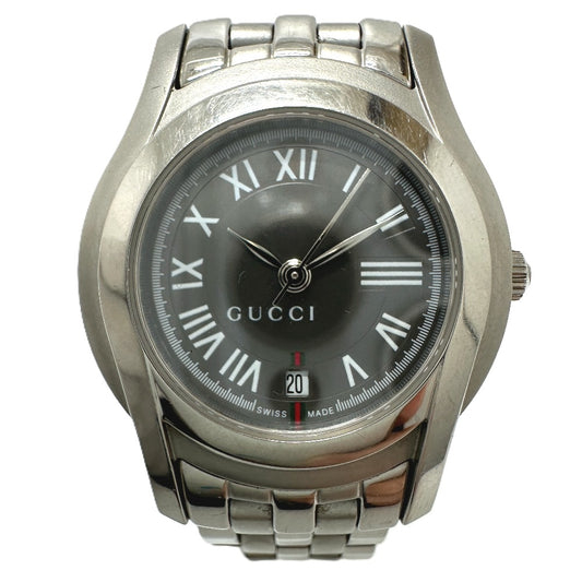 GUCCI 5500L Gクラス クオーツ デイト 腕時計 SS レディース シルバー