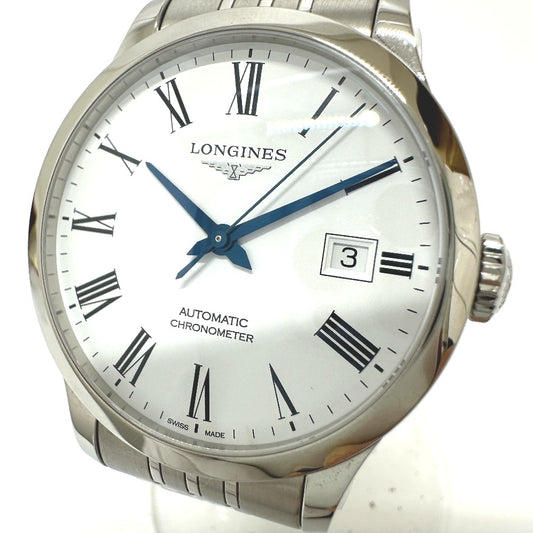LONGINES L2.820.4.11.6 ウォッチ レコード クロノメーター 自動巻き デイト 腕時計 SS メンズ シルバー