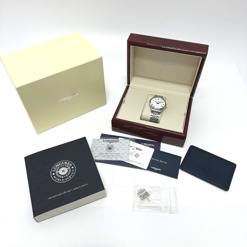 LONGINES L2.820.4.11.6 ウォッチ レコード クロノメーター 自動巻き デイト 腕時計 SS メンズ シルバー