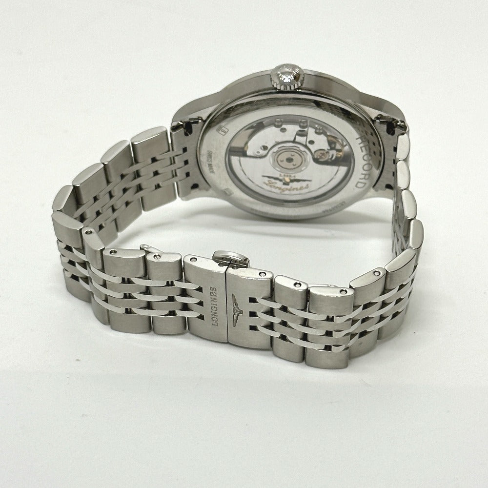 LONGINES L2.820.4.11.6 ウォッチ レコード クロノメーター 自動巻き デイト 腕時計 SS メンズ シルバー