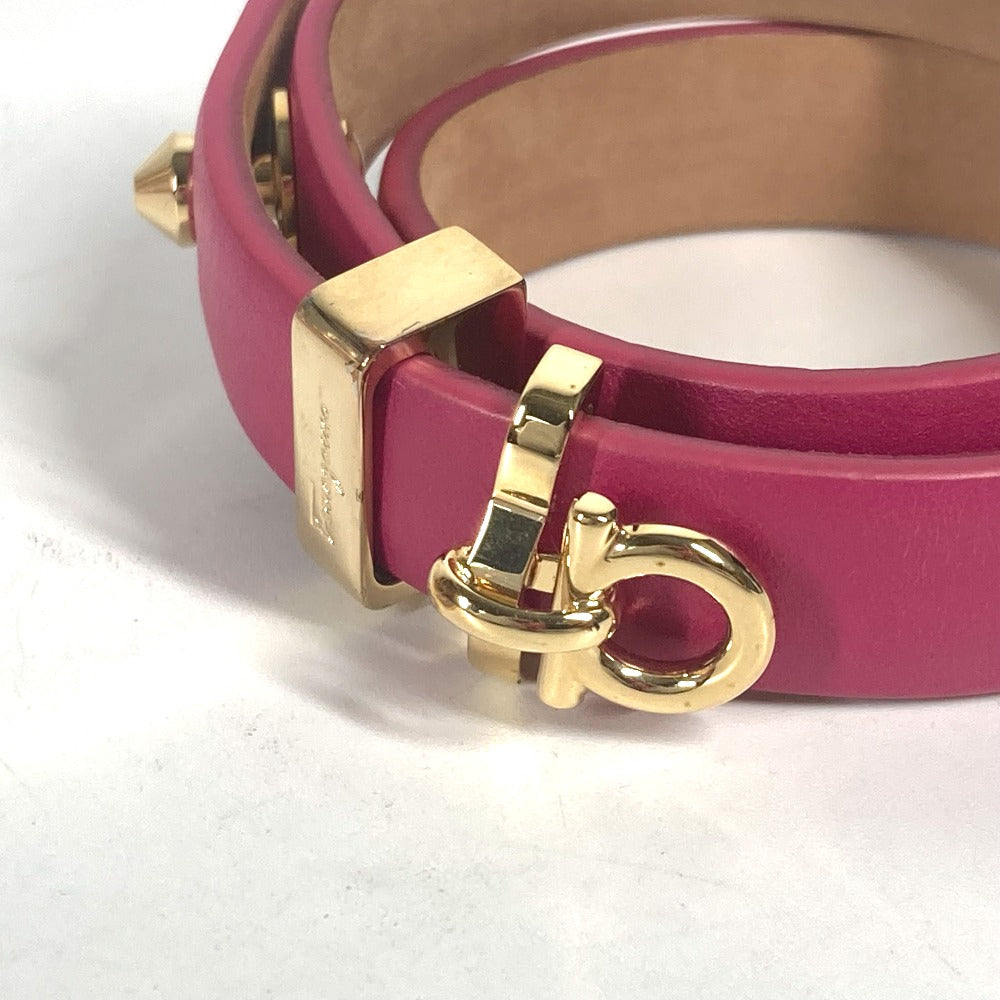 Salvatore Ferragamo 2重 ガンチーニ アクセサリー ブレスレット レザー レディース ピンク - brandshop-reference