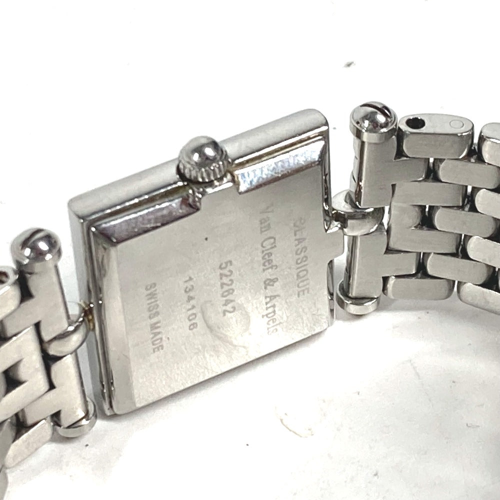Van Cleef & Arpels 522642 ピンクシェル クラシックカレ 4Pダイヤモンド スクエア レディースウォッチ 腕時計 SS レディース ピンク
