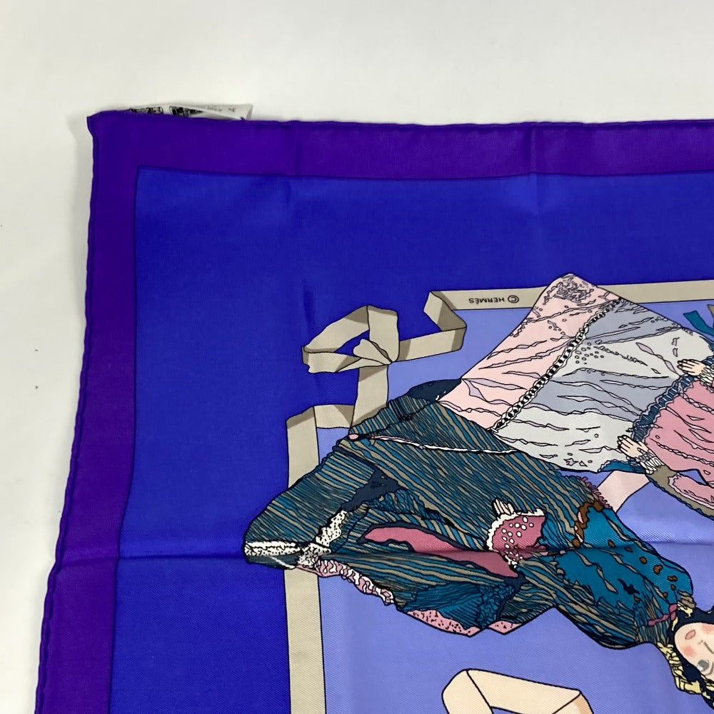 HERMES カレ90 人形 ドール HELLO DOLLY ハロードリー スカーフ シルク レディース パープル