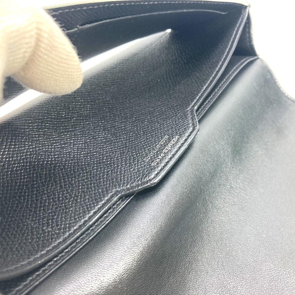 HERMES ロングウォレット パッサンロング フラップ 長財布 エプソン ユニセックス ブラック