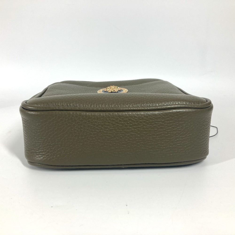 VERSACE Medusa Logo Crossbody Pochette Shoulder Bag Leather Unisex Brown
