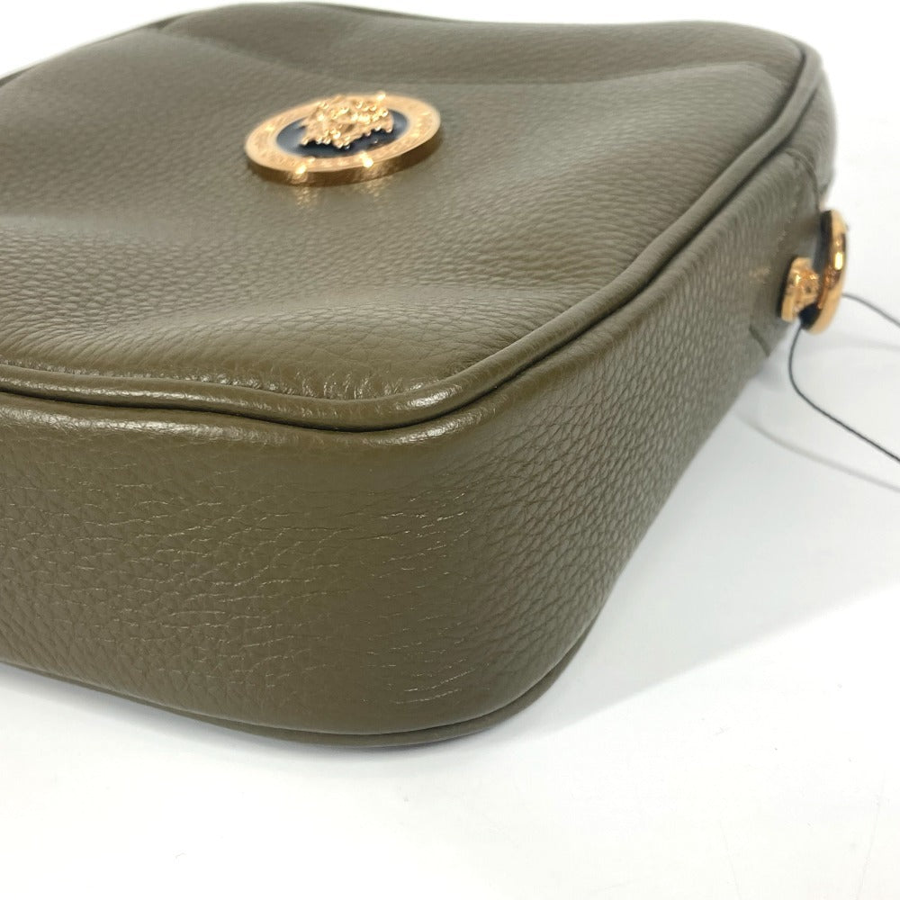 VERSACE Medusa Logo Crossbody Pochette Shoulder Bag Leather Unisex Brown